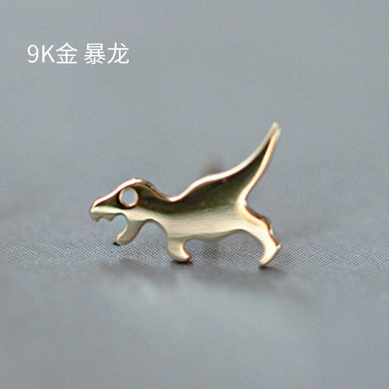 9K gold Brachiosaurus, crocodile, whale, dinosaur and animal stud earrings