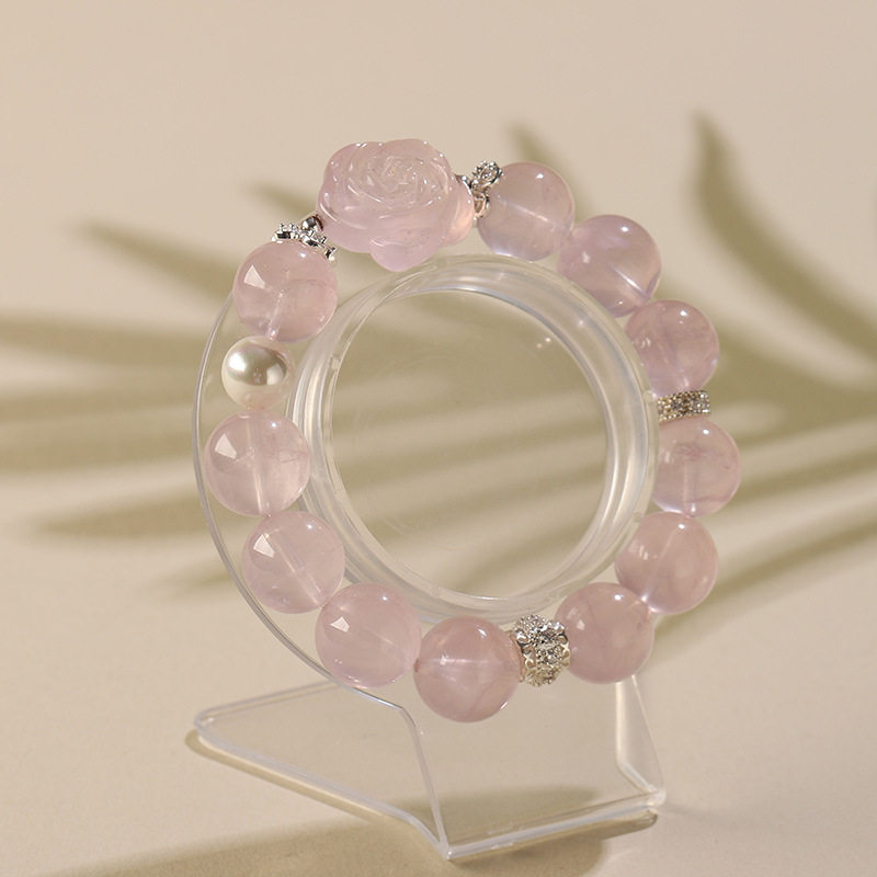 Round Bead Designer Star Rose Quartz Bracelet