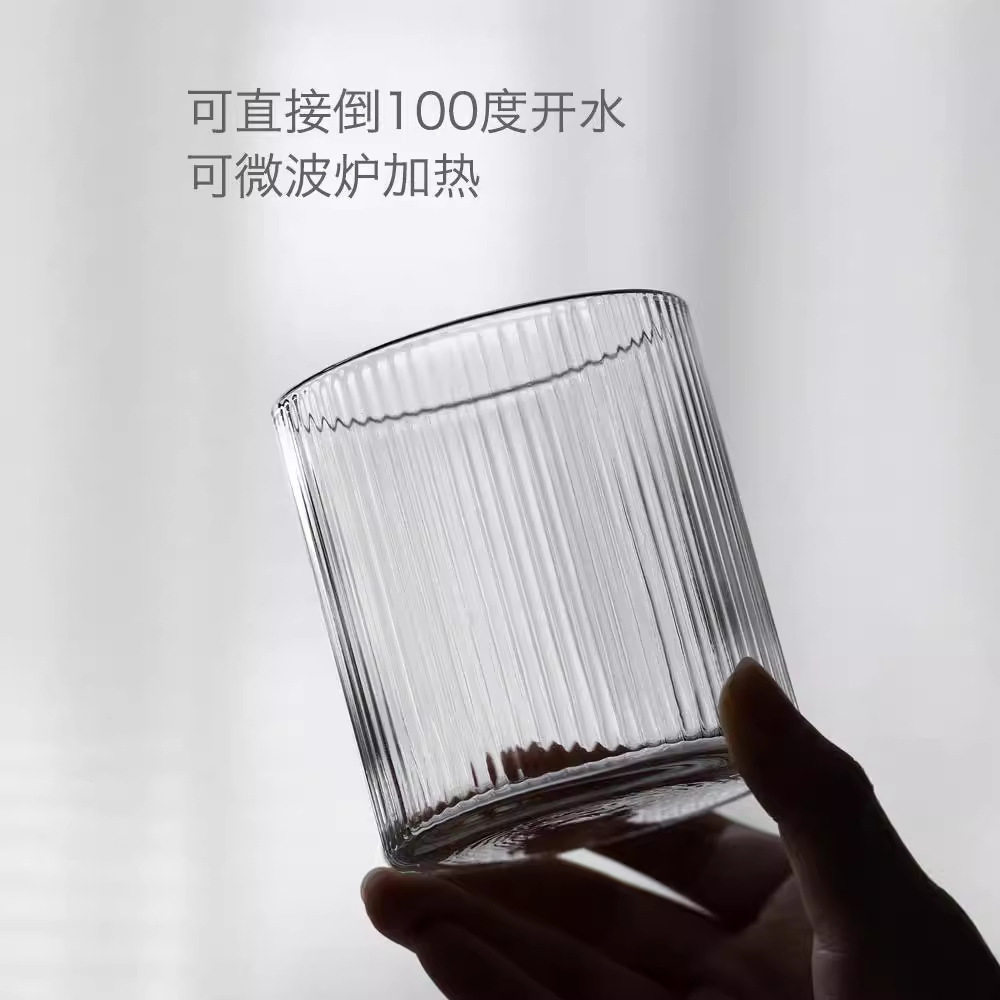 玻璃杯ins风茶杯酒杯日式条纹喝水杯果汁杯女夏家用冷萃咖啡杯子