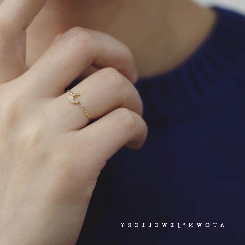 14k gold moon-shaped horseshoe-shaped adjustable chain ring