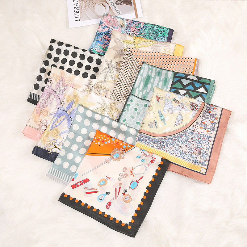 桑蚕丝丝巾批发女真丝小方巾53领巾时尚装饰头巾包发带薄款防晒