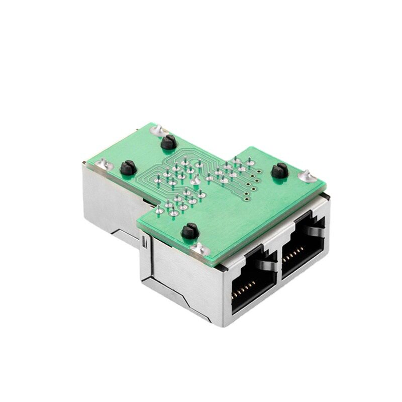 网络直通头一分二 rj45网线三通转接头 8p8c一转二分线器 屏蔽型