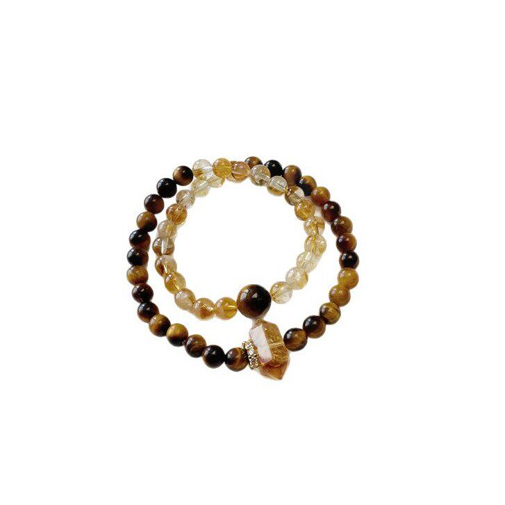 Double-Wrap Modern Chinese Citrine Tower Crystal Bracelet