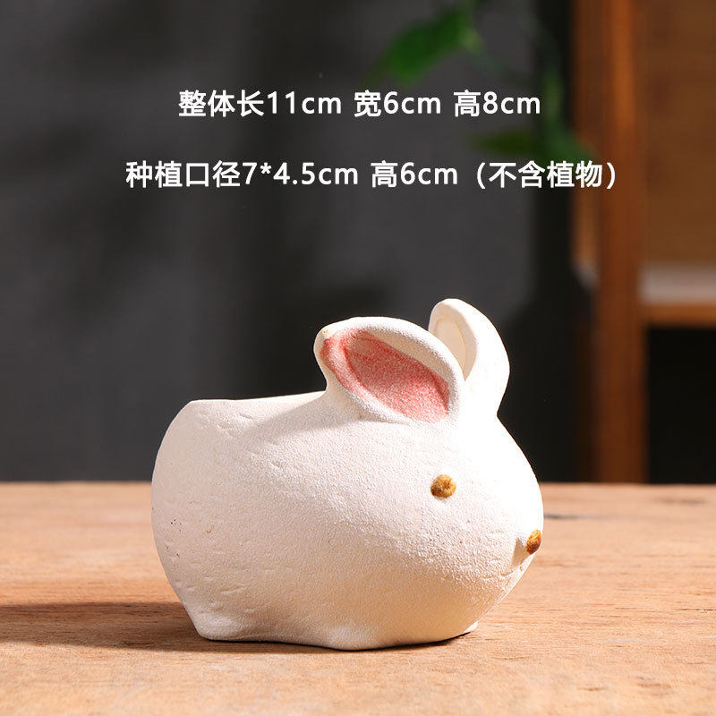 卡通多肉花盆创意小号控根花盘动物粗陶陶瓷多肉盆陶土盆批发家用