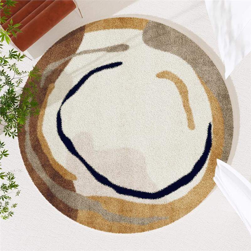高级圆形地毯客厅沙发茶几毯卧室床边毯异形不规则防滑免洗地垫子