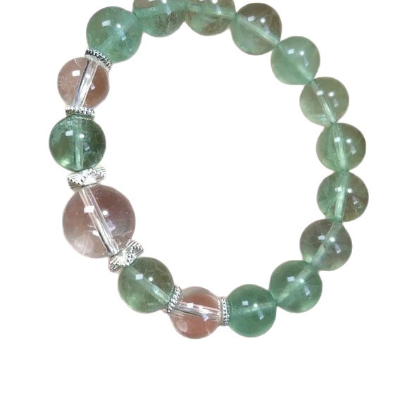Natural Green Fluorite Mint Green Gemstone Bracelet | Wealth Attracting and Luck Changing Crystal Bracelet | Energy Healing Jewelry