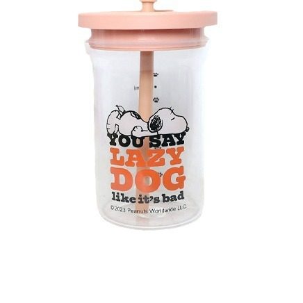 史努比大容量玻璃杯女生高颜值家用喝水杯成人耐高温吸管杯牛奶杯