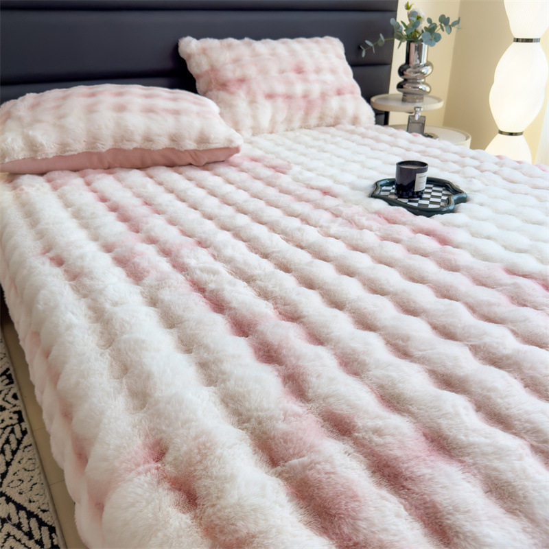 加厚兔毛绒床笠单件冬季保暖加绒双人床单套全包床垫保护罩三件套