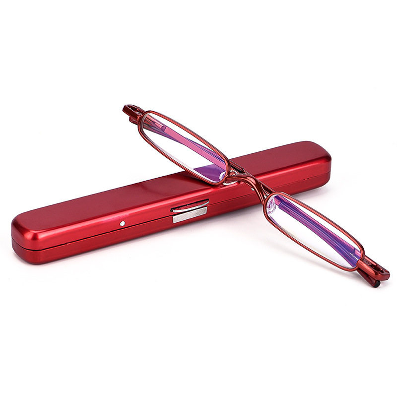 超小超轻金属老花镜男女通用便携笔筒式高清迷你老人老化老光眼镜