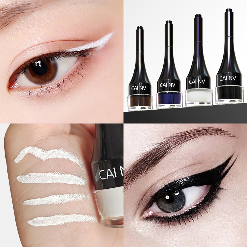 白色眼线膏不晕染防水黑色棕色蓝色扁头眼线液胶笔眼线笔女防晕染
