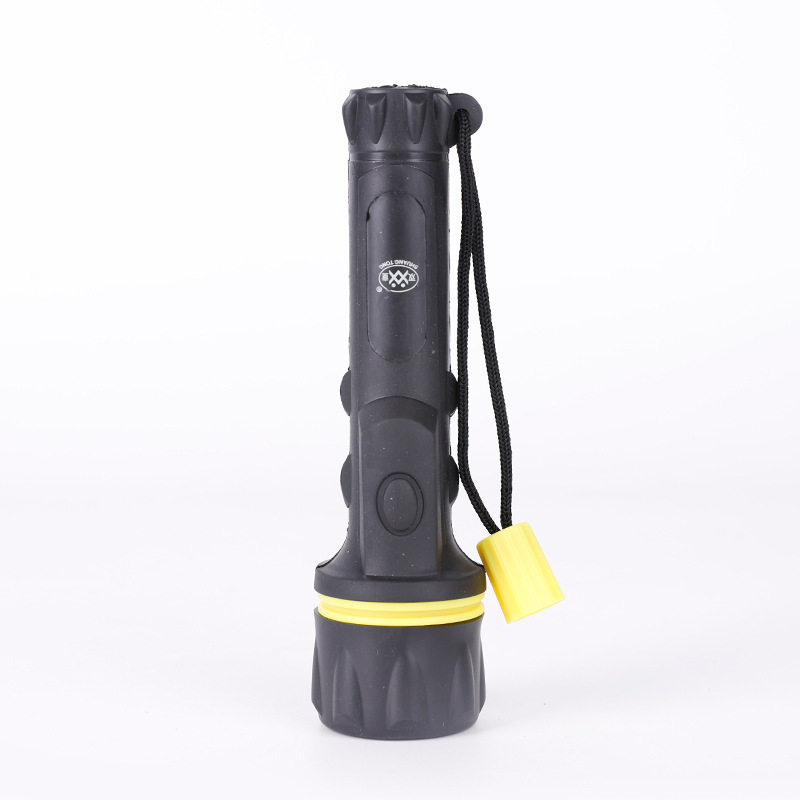 1号电池橡胶塑料强光手电筒防水7led户外手电应急照明手电筒