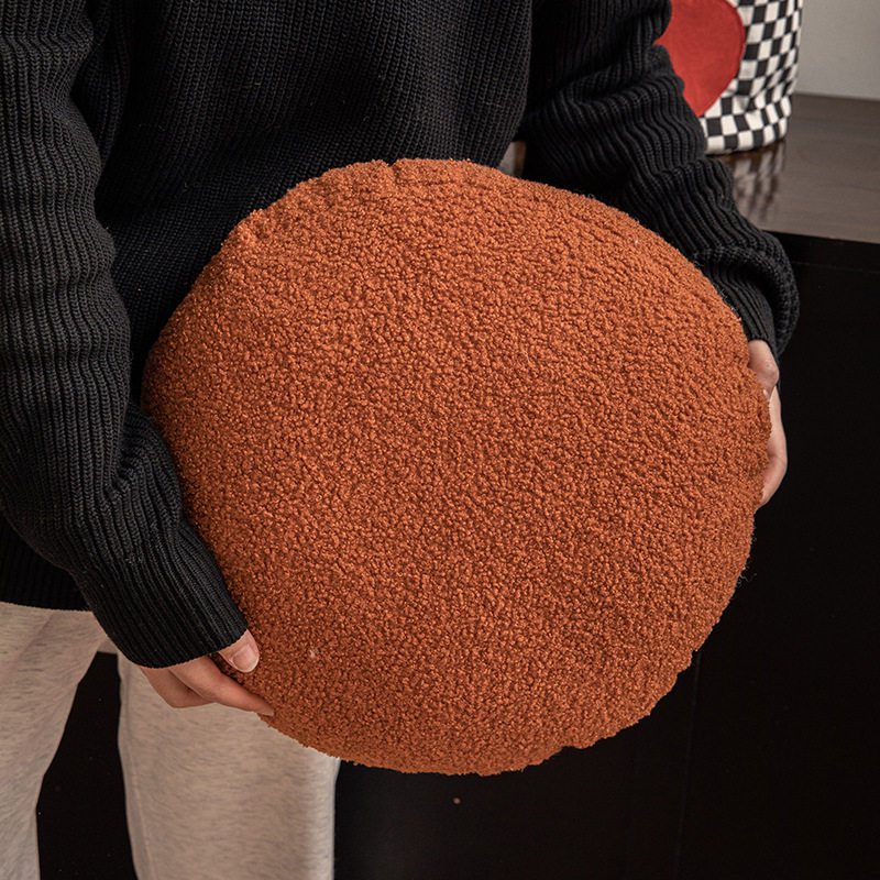 圆形抱枕现代简约家用北欧文艺ins风床头靠垫家用泰迪绒飘窗枕头