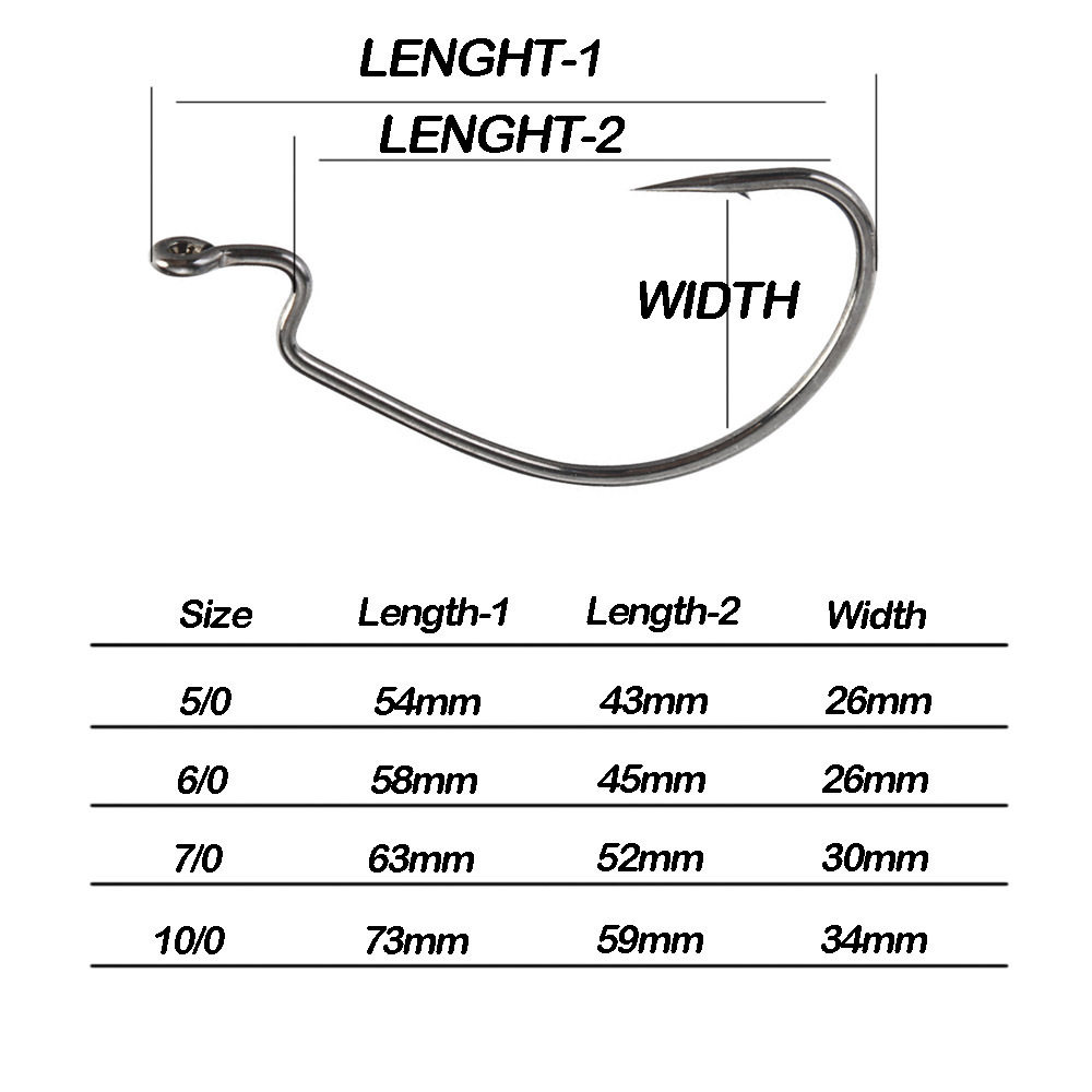血槽4倍加强曲柄钩路亚散装鱼钩宽腹德州钓组软饵软虫钩海洋垂钓