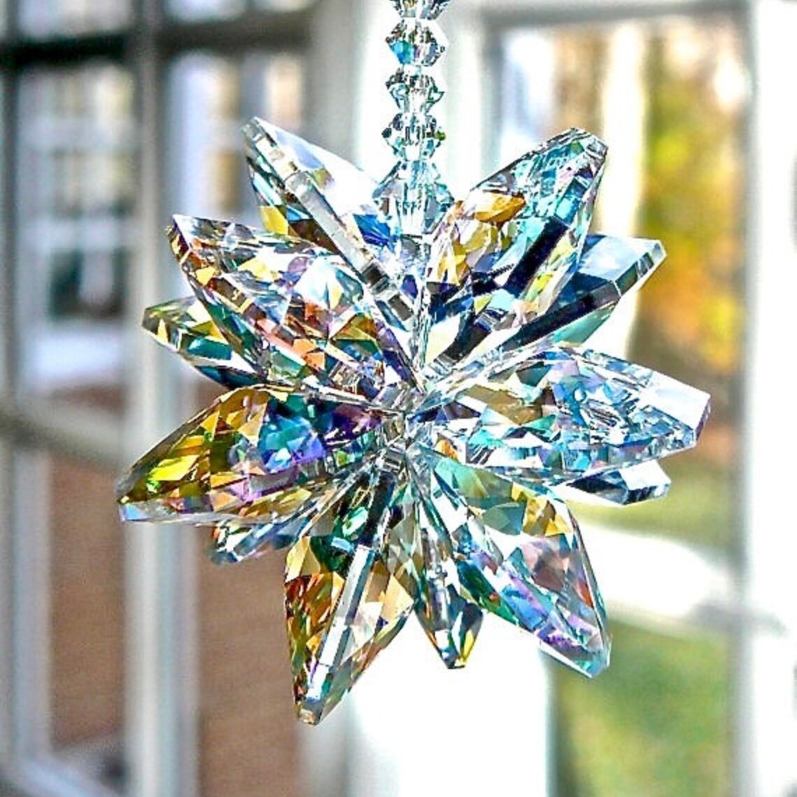 Energy Crystal Snowflake Pendant - Natural Crystal Energy Jewelry, Winter Lucky Charm