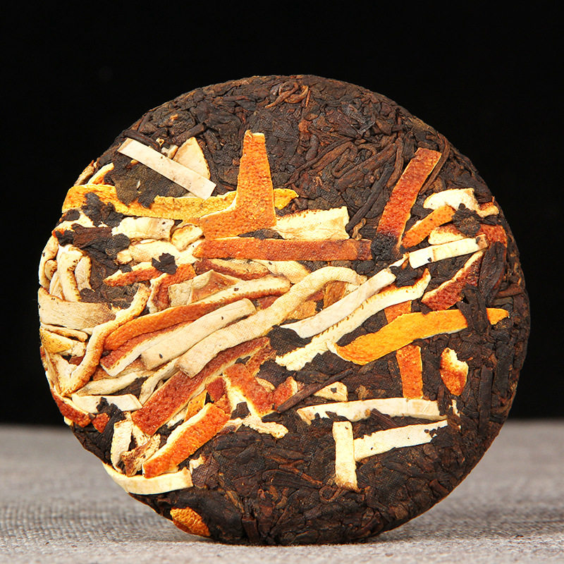 批发 陈皮普洱茶小茶饼云南陈皮熟茶叶黑茶普洱橘普陈年柑普茶饼