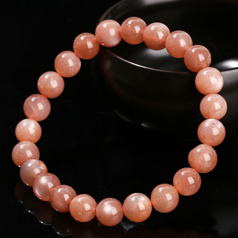 Round Bead Orange Moonstone Bracelet