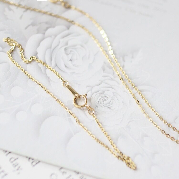 14K gold bracelet, simple cross-shaped plain chain