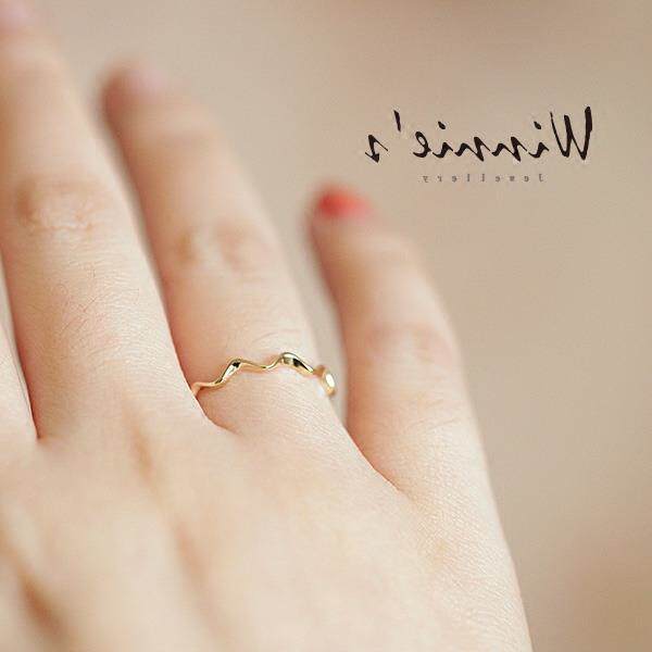 14K gold water ripple wave ring