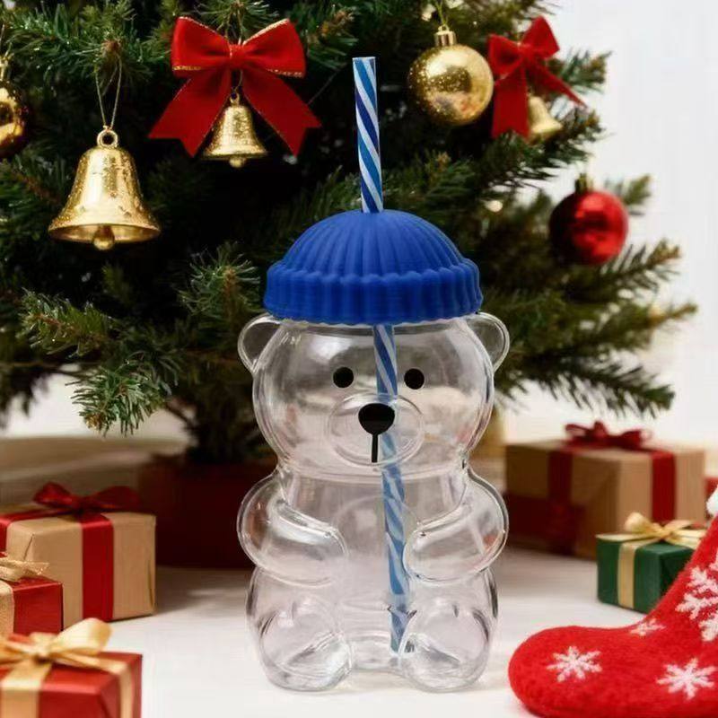 跨境亚马逊新品小熊咖啡杯玻璃杯星吧克饮料杯子可爱卡通饮水杯