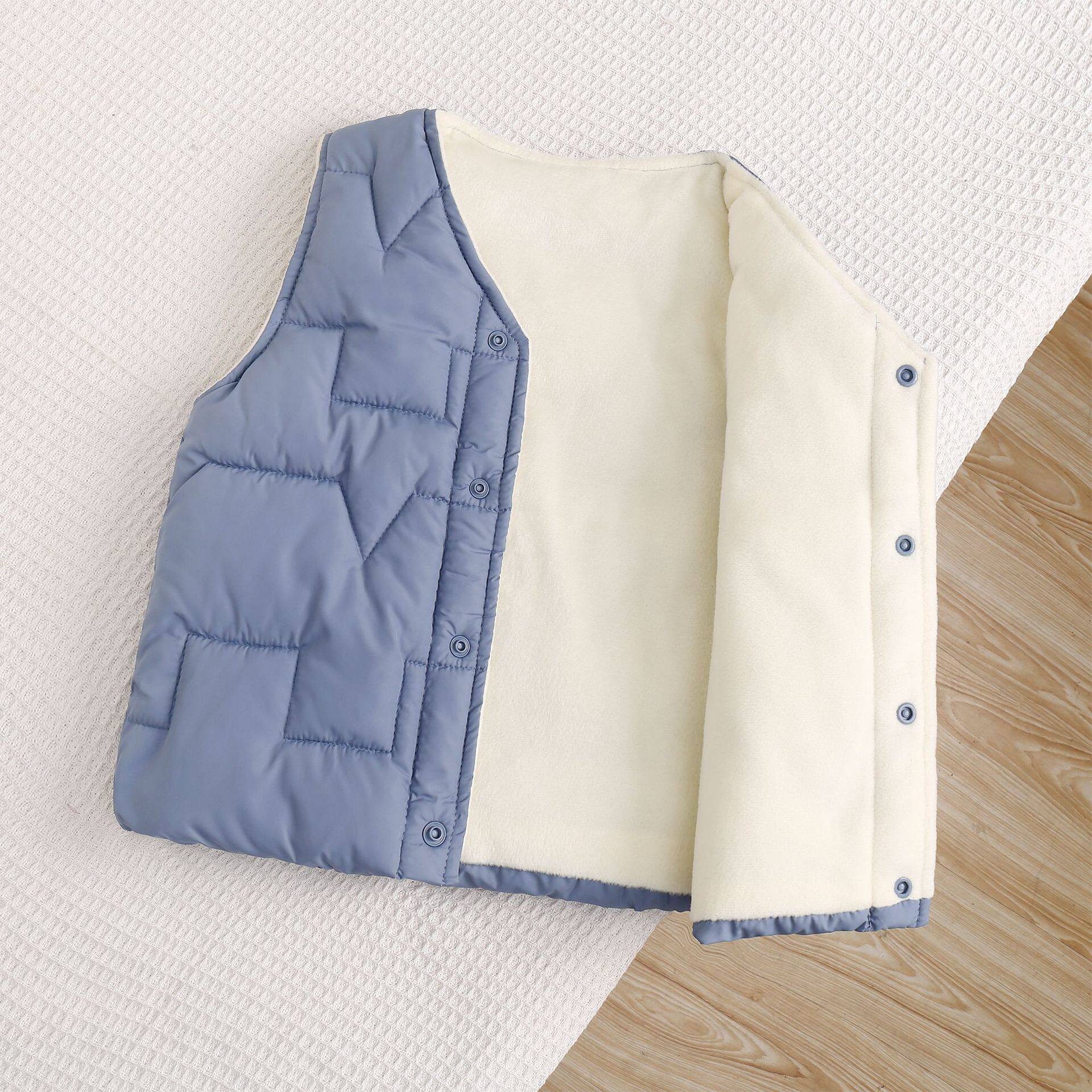 2025秋冬季新款儿童羽绒棉马甲男女童宝宝加绒棉背心小中大童坎肩