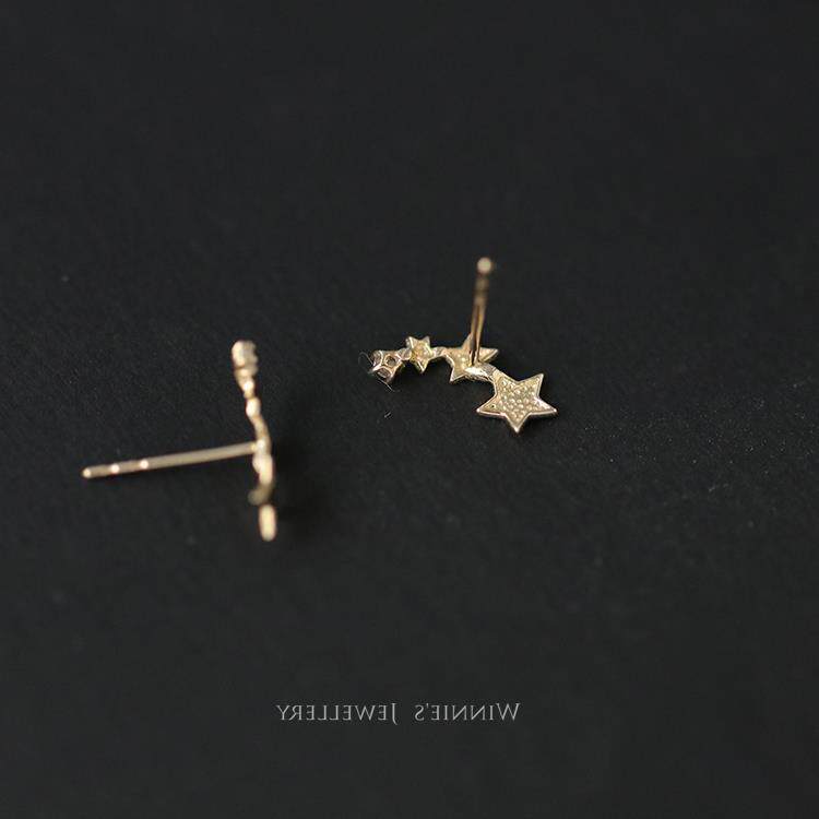 14k金 渐变星星耳钉