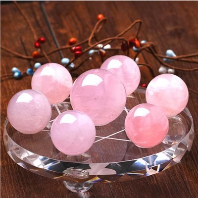 Natural Pink Crystal Ball Seven-Star Formation Ornament - Feng Shui Decor for Attracting Love and Enhancing Marriage Luck, Home and Office Energy Purification