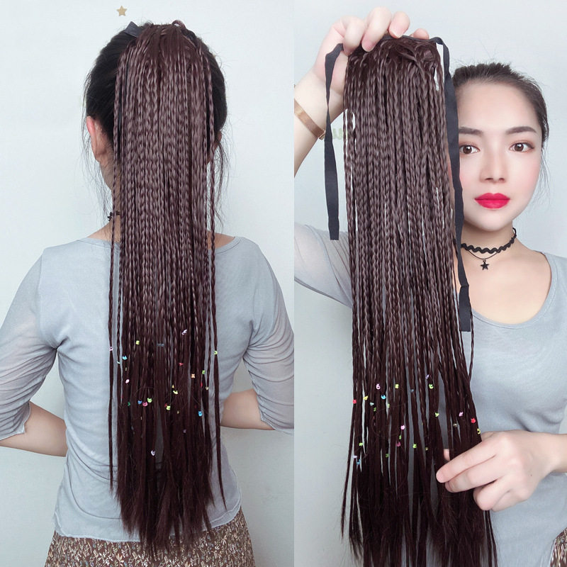 【支持一件代发】假发辫子马尾假辫子女麻花女彩色仿真绑带脏辫