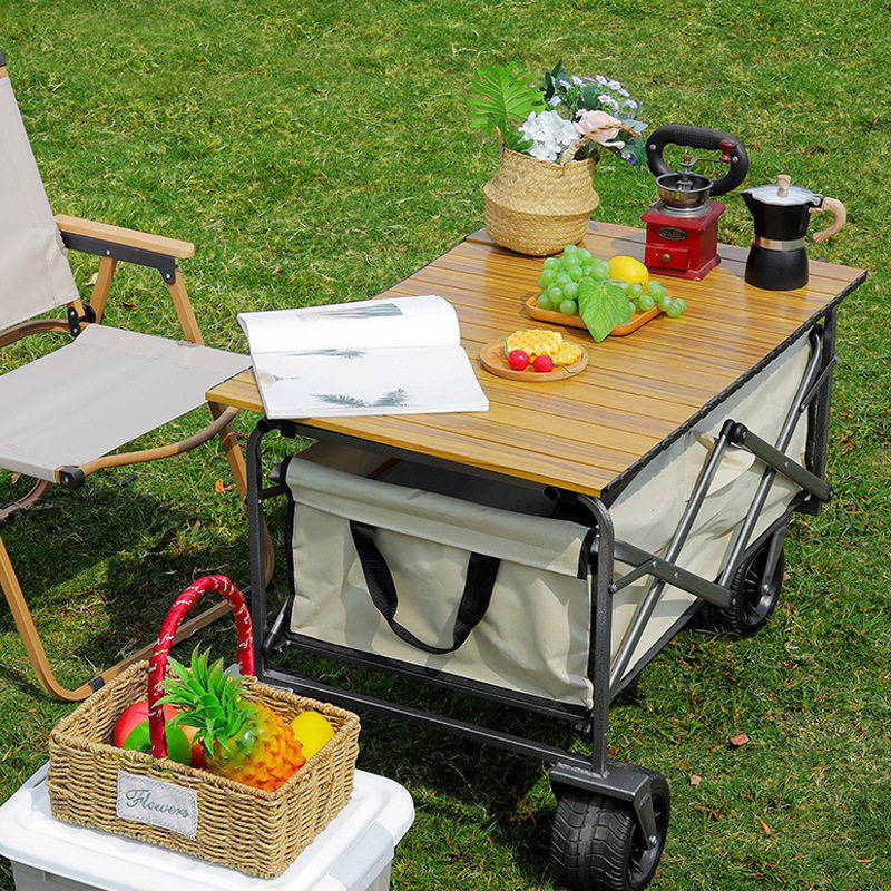 批发户外露营推车家用购物车折叠拉杆小推车便携露营拖车营地车