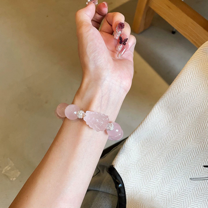 Natural Pink Crystal Fox Bracelet | Attract Love and Enhance Romance