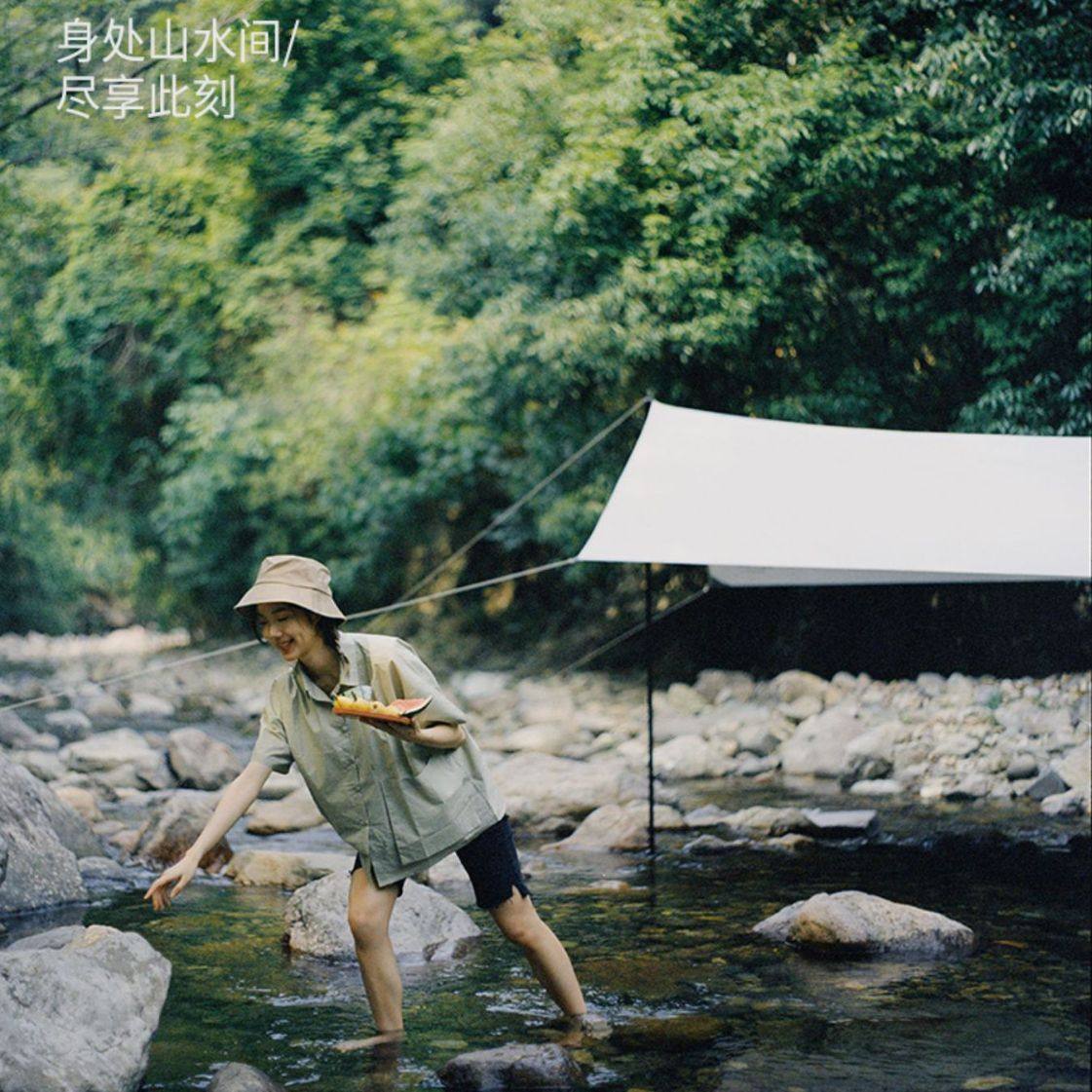 涂银款天幕帐篷户外露营装备全套野营野餐防晒六角蝶形防晒遮阳棚