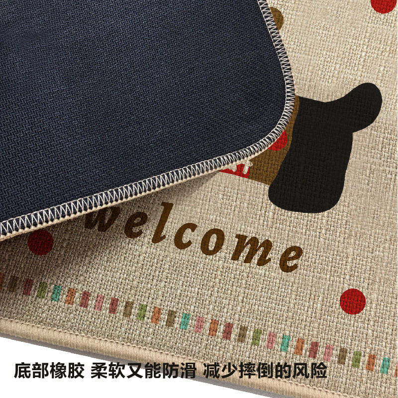 卡通跨境亚麻地毯地垫进门门垫厨房防滑橡胶脚垫浴室门口吸水垫子