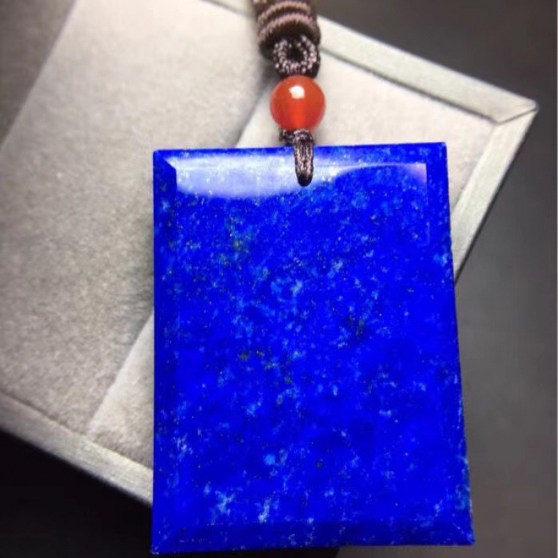 Natural Lapis Lazuli Square Pendant Amulet | Attracts Wealth, Wards Off Evil, Ensures Safety