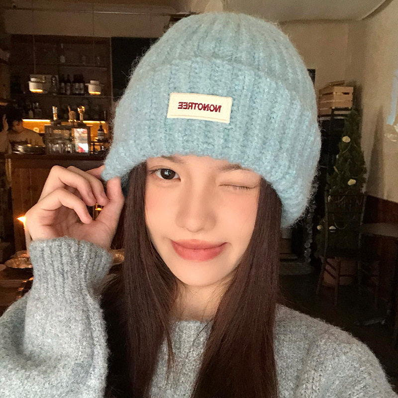 冬季针织毛线帽女秋冬天加厚大头围百搭帽子显脸小保暖护耳包头帽