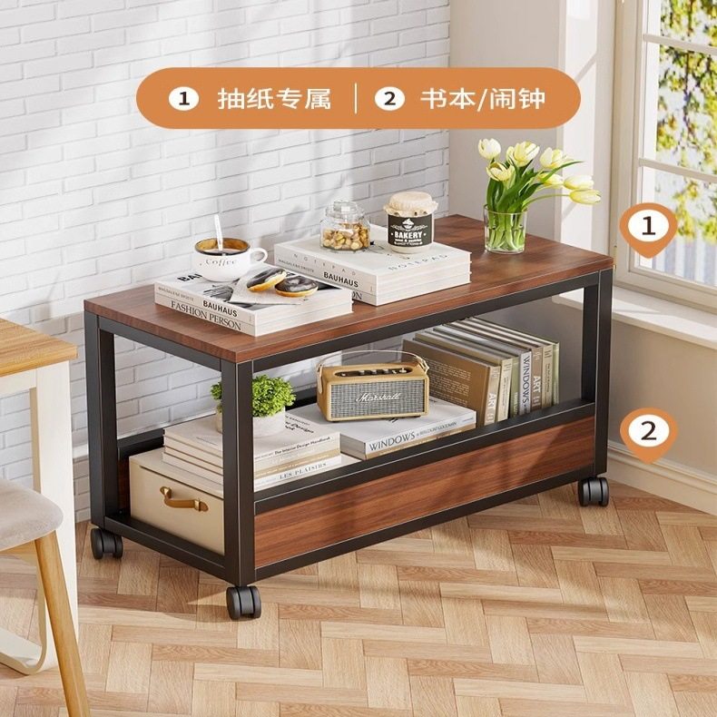移动边几小书架带万向轮带桌下带书籍零食杂物收纳
