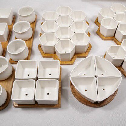 白色多肉陶瓷桌面三角形盆栽花盆