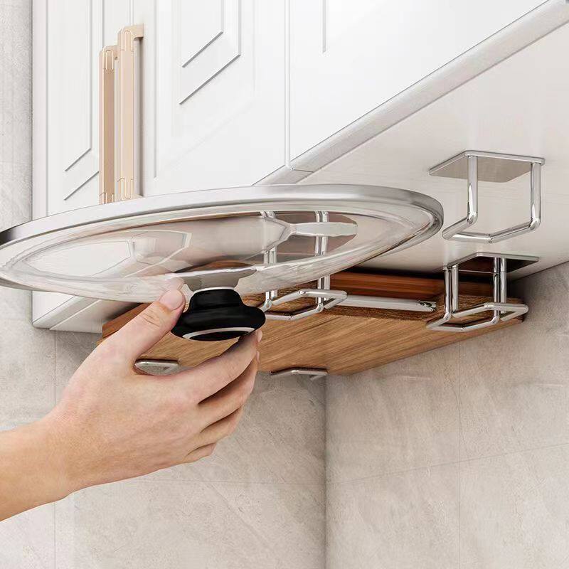 工厂批发不锈钢海绵架水槽壁挂免打孔粘贴厨房多功能锅盖架沥水架