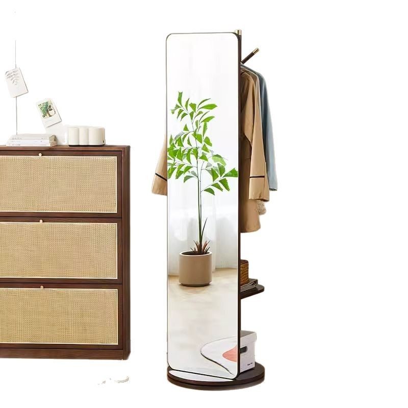实木全身镜落地镜卧室玄关移动试衣镜子带挂衣架一体穿衣镜简约