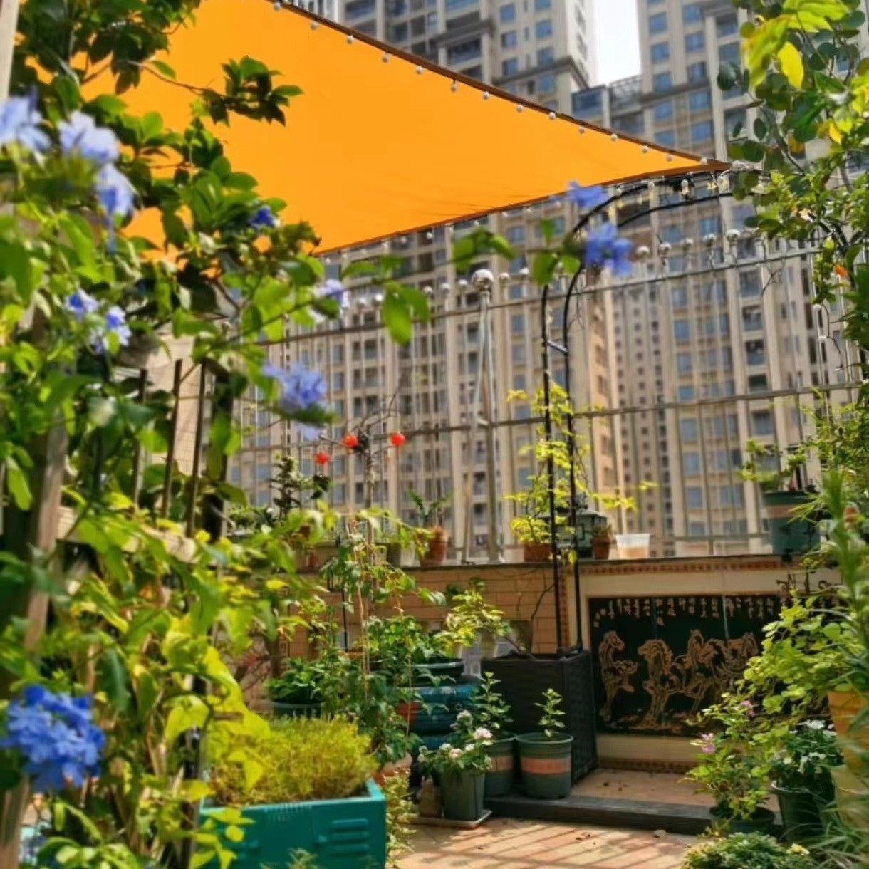 4*5方形遮阳帆420d聚酯纤维涤纶牛津布遮阳篷花园防雨水防紫外线