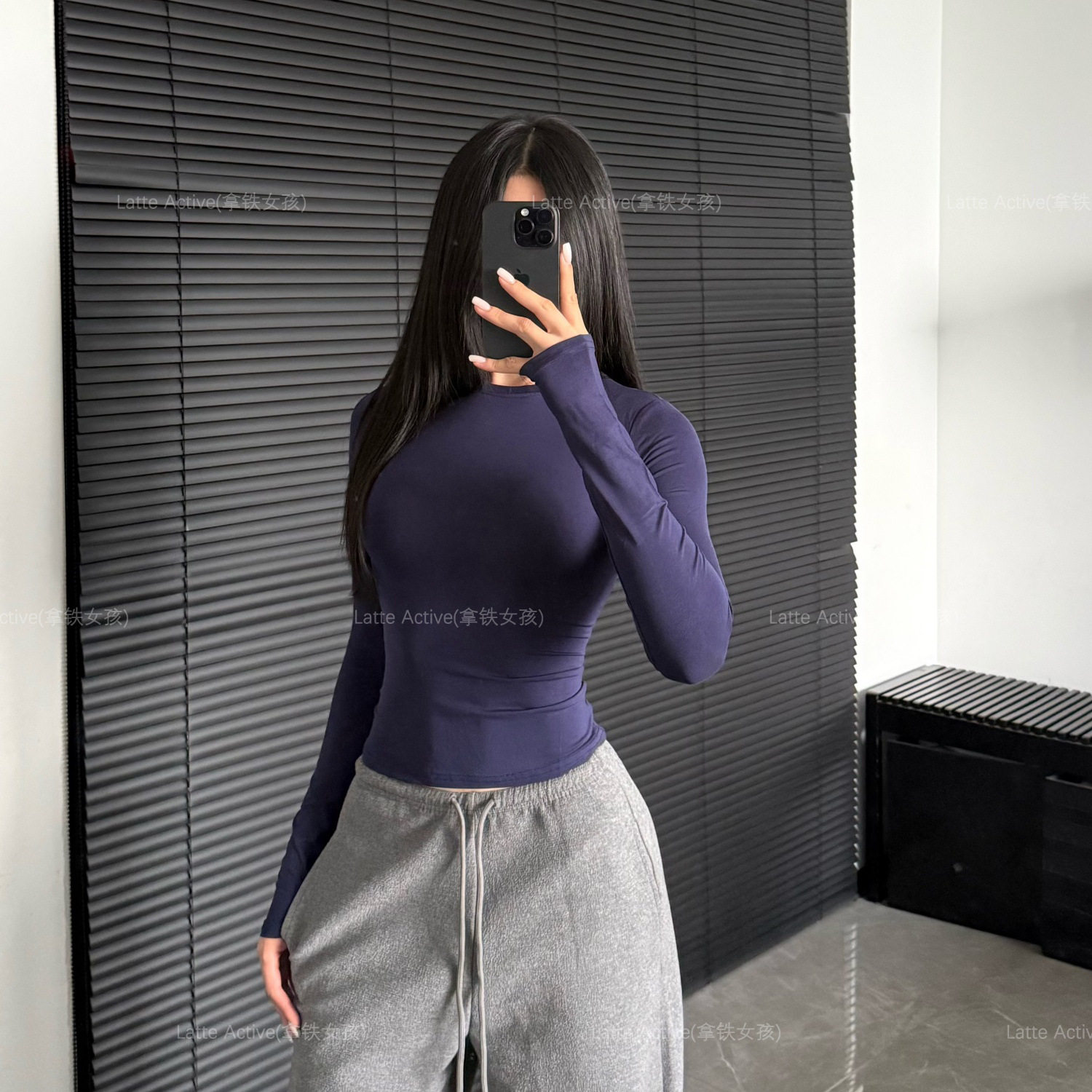 拿铁女孩瑜伽服女长袖T恤修身显瘦运动健身上衣透气莫代尔打底