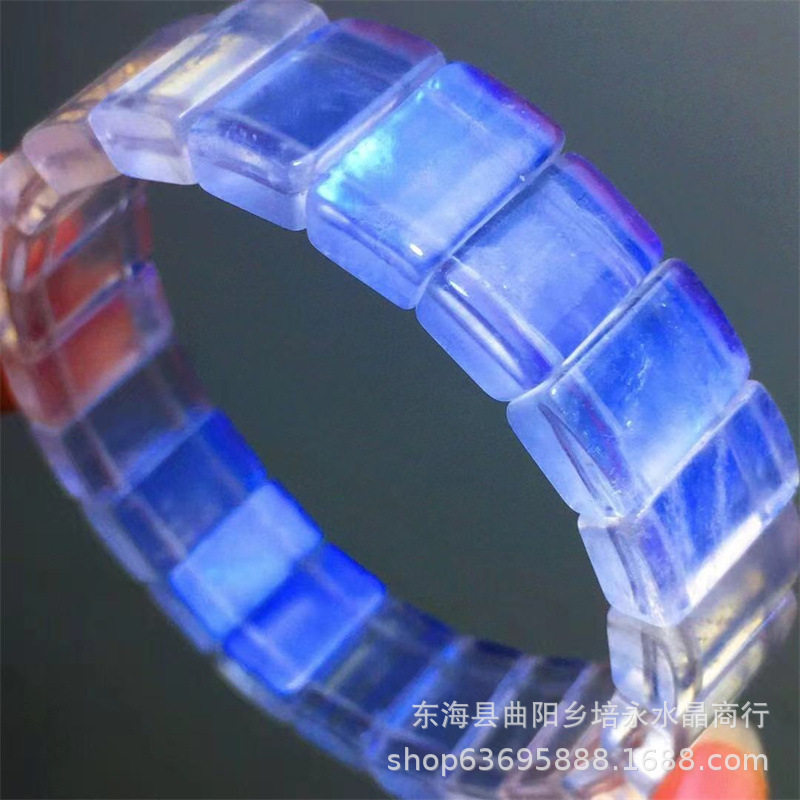 Blue Moonstone Wide Bracelet