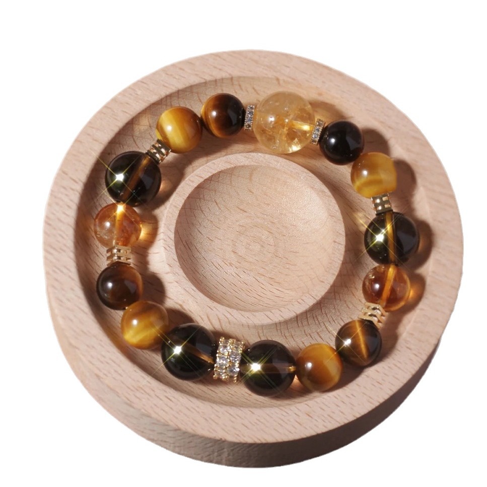 Natural Yellow Tower Crystal Golden Tiger Eye Yellow Quartz Bracelet for Wealth, Luck, and Protection, Unisex Energy Bracelet