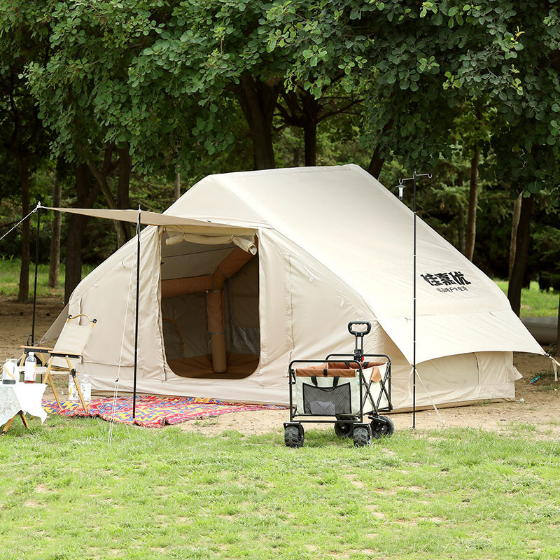 现货户外露营充气帐篷加厚防雨小屋帐篷野营牛津小屋脊帐篷亘便携