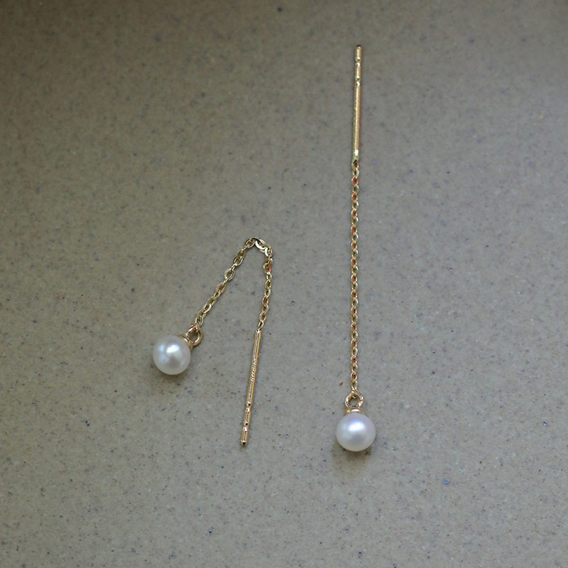 14K gold freshwater pearl ear thread