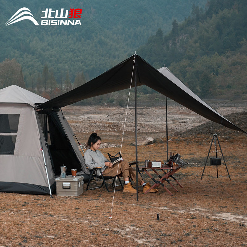 全自动帐篷黑胶天幕一体户外便捷式露营防雨野外野营过夜装备全套