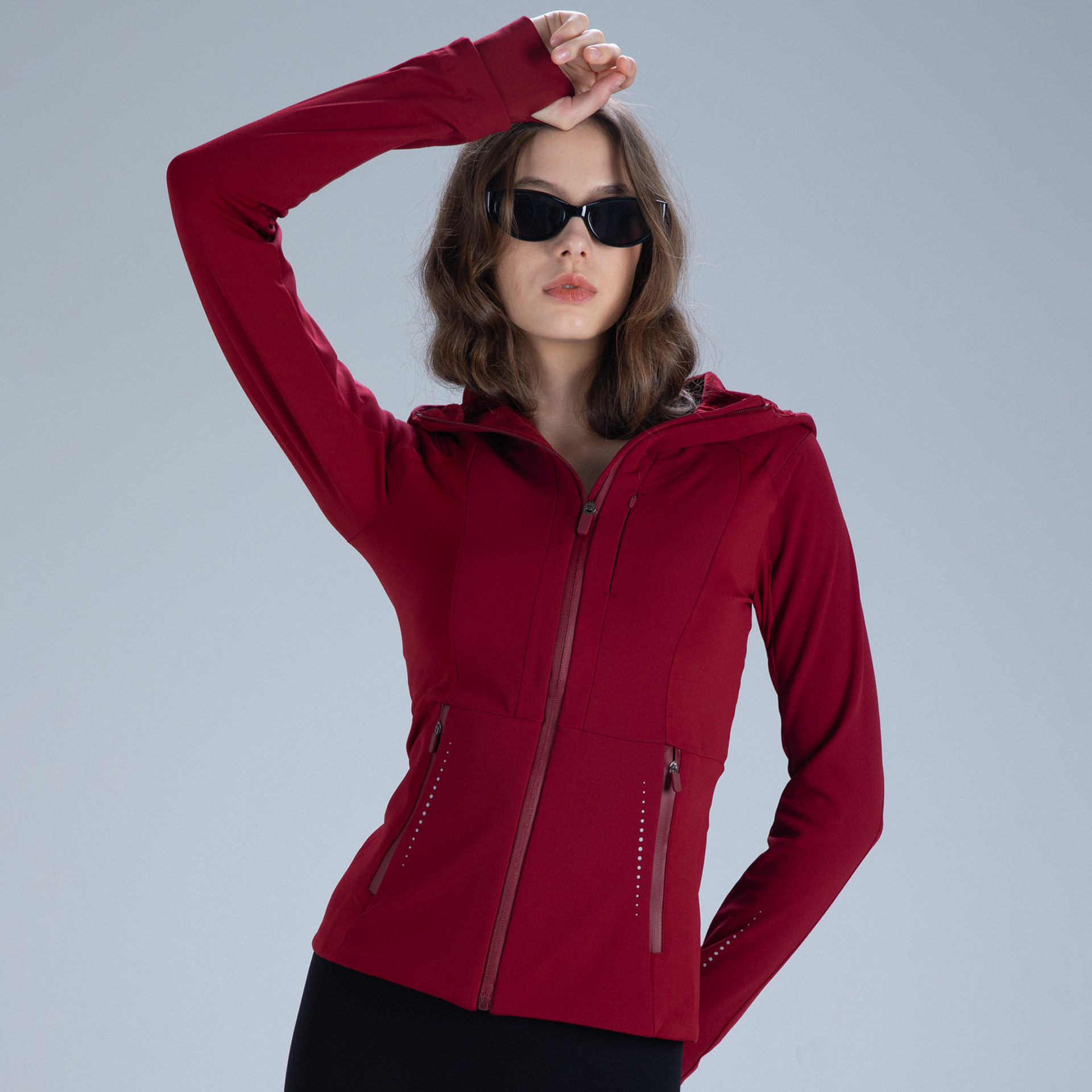 LULU ZGLY拉链开衫冲锋衣透气连帽瑜伽服显瘦运动夹克加绒外套女