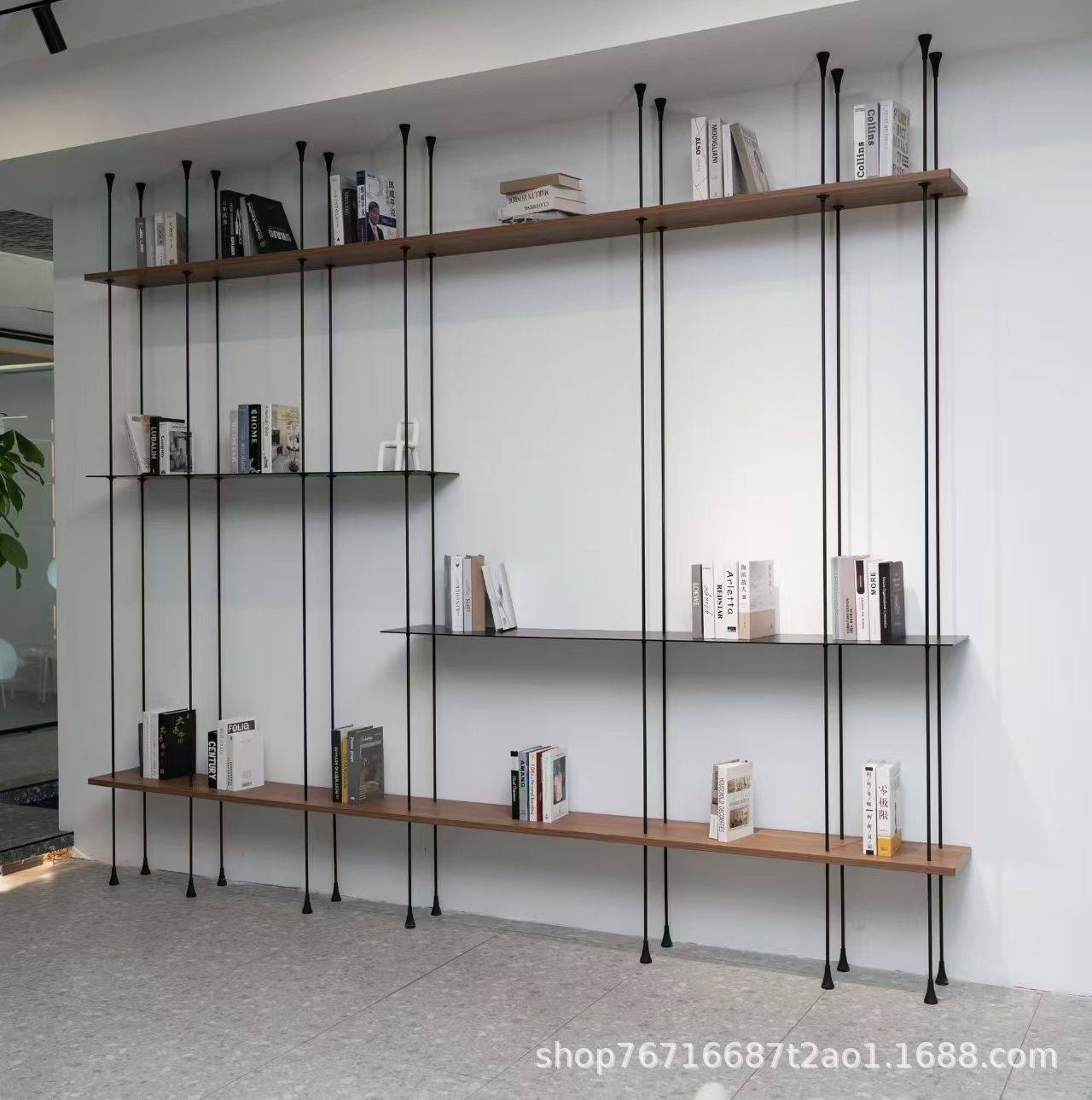 铝合金置物架展示柜多层书架铝板收纳架圆管吊架悬挂式落地式