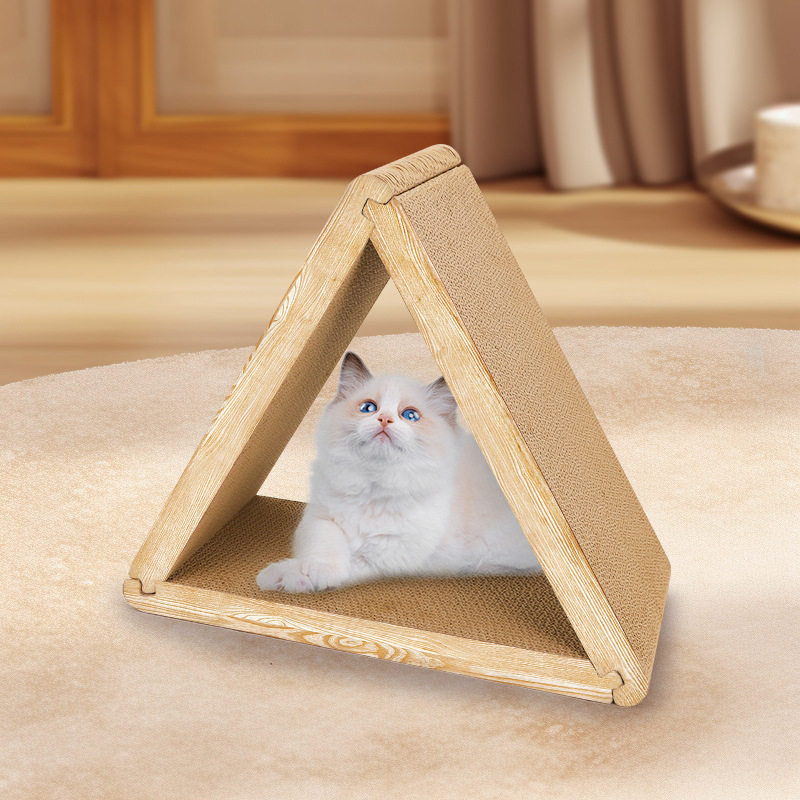 厂家直销猫窝立式三角形拼接猫抓板瓦楞纸宠物玩具6面刮板猫玩具
