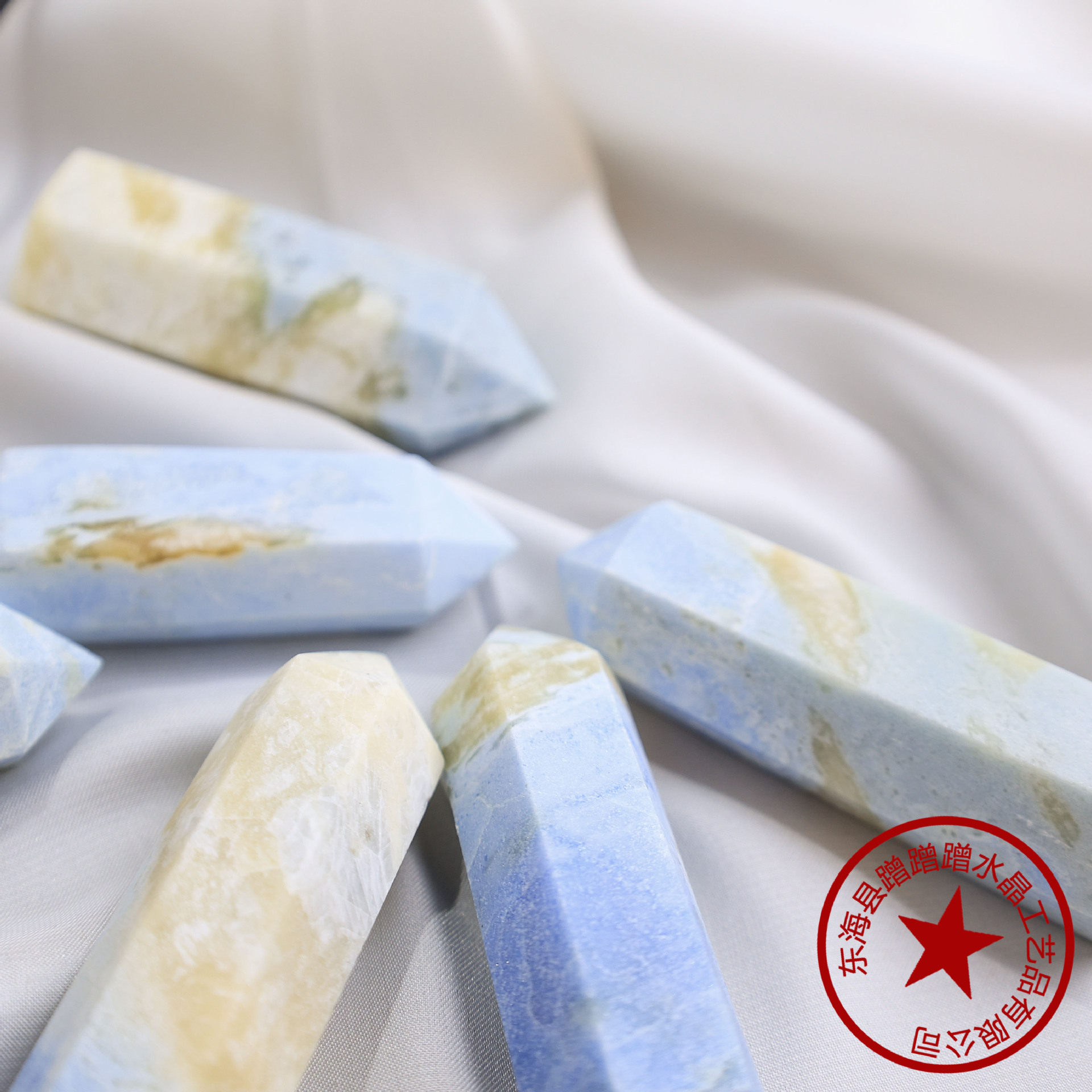 Blue Elf Tower — Natural Blue Crystal Hexagonal Energy Point