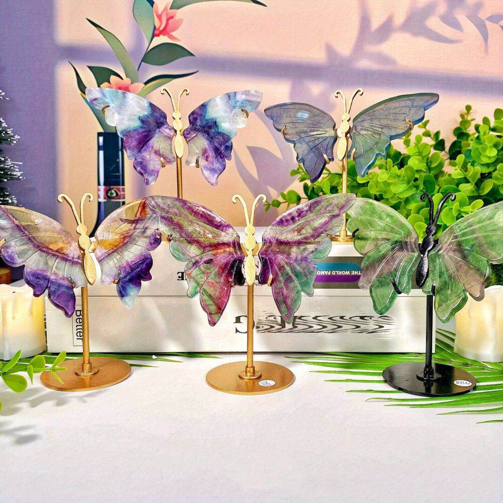 Crystal Butterfly Wings — Hand-Carved Crystal Butterfly Display