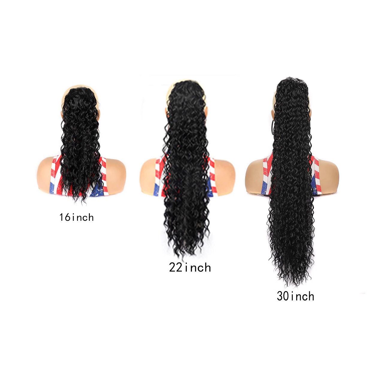 16"22"30"加长假发女欧美假发马尾网兜拉绳deep卷发